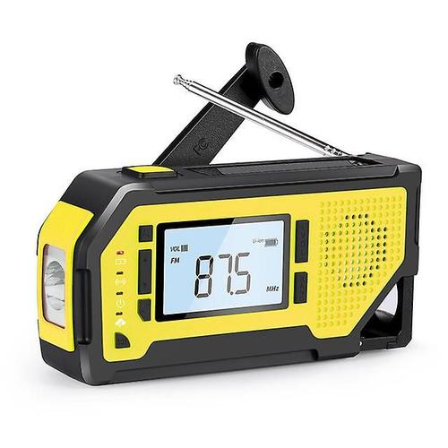 Manivelle Solaire D'urgence Noaa Alerte Météo Radio Am/Fm/Mini Radio Double Bande Lumière Led Alarme Sos Chargeur De Téléphone Récepteur Radio Jaune