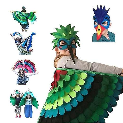 Costume De Cosplay D'oiseau, Tenue D'animal De Fête Pour Enfants, Aile + Masque A