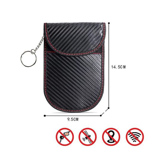 Nouveau sac de clé de protection pour télécommande de voiture Rfid couleur fibre de carbone petit Signal de protection Double couche antivol et Anti-perte pas d'ellipse de porte-clés
