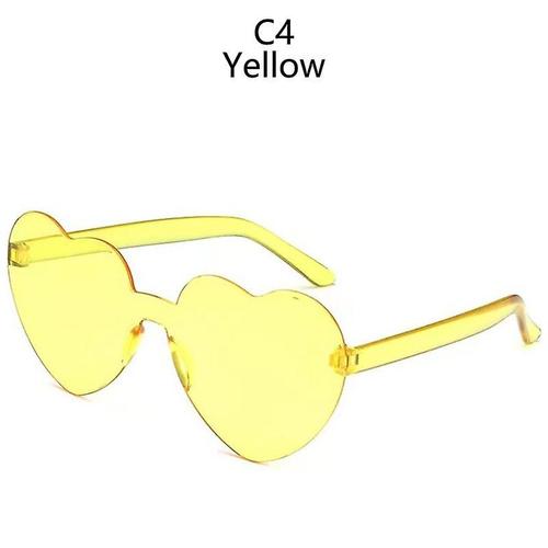 Lunettes De Soleil En Forme De C¿Ur D'amour, Verres De Couleur Gelée, Monture Sans Monture, Éblouissantes, Teinte Colorée, Verres Transparents C4