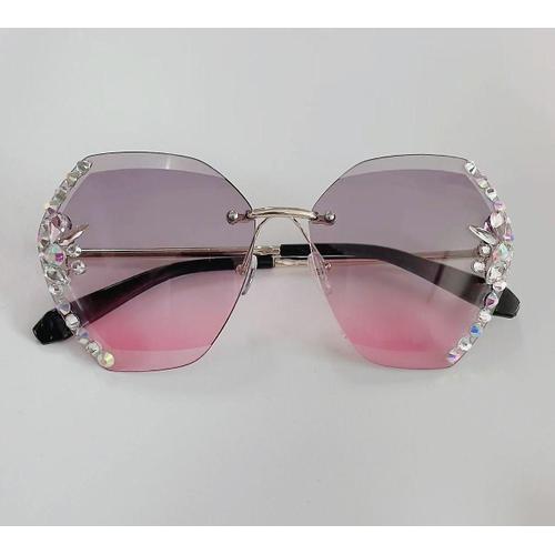 Vintage Sans Monture Strass Lunettes De Soleil Femmes Hommes Rétro Coupe Lentille Dégradé Lunettes De Soleil Femme Uv400 1