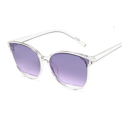 Lunettes de soleil miroir rétro femme Vintage oeil de chat lunettes de soleil noires Trans violet