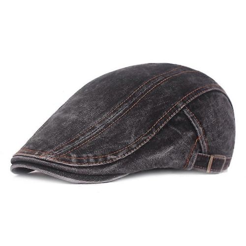 Rétro Denim Beret Flat Cap Men's Cotton Sun Protection Réglable Cap