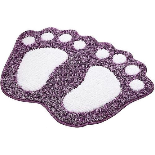 Tapis De Salle De Bain Absorbant Antidérapant, Design Big Feet, Polyester, Violet, 48 X 67 Cm