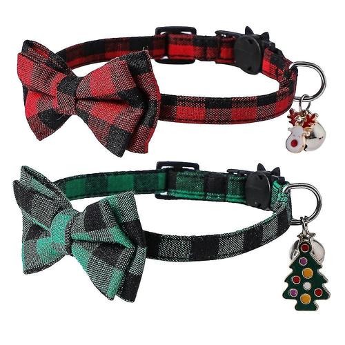 Paquet De 2 Colliers De Chien De Noël, Colliers De Chien Classiques À Carreaux De Buffle Avec N¿Ud Papillon Amovible, Réglable B