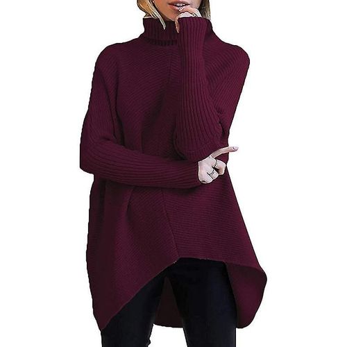 Pull Long À Col Roulé Pour Femme, Manches Chauve-Souris, Décontracté, À La Mode, S Color10