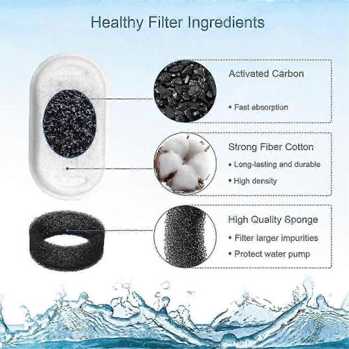 40pcs Filtres D'abreuvoir D'eau Pour Chat 67oz/2l Et 108/3.2l En Acier Inoxydable Fontaine Pour Animaux De Compagnie Éponges