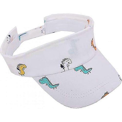 Chapeau De Dinosaure Enfant En Bas Âge Unisexe Enfants Pare-Soleil-Chapeau Cartoon Sports Vide Chapeaux Haut De Forme Casquette Réglable Chapeau De Plage Pour Garçons Filles (Blanc)