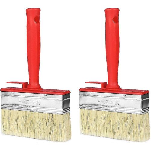 2pcs Pinceau De Clôture, Bricolage Pinceaux Plats, Pinceaux Pour Meubles, Mur, Terrasse (30 X 120 Mm)
