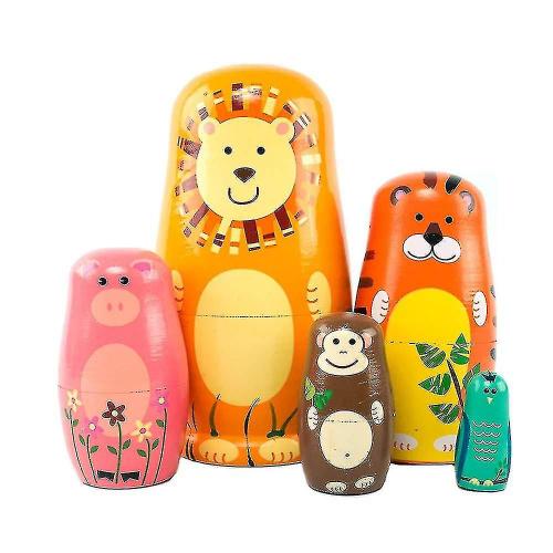 Poupées Gigognes En Bois, Animaux Mignons De Dessin Animé, Motif D'ange, Poupées Empilables Russes Matryoshka, Jouet Pour Enfants, Décoration Cadeau