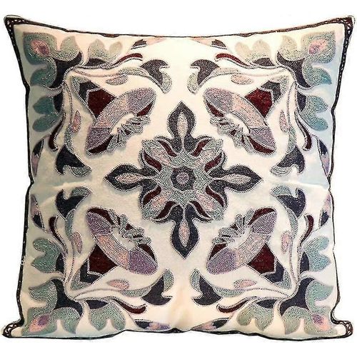 Bohemian Broderie Housse De Coussin 45 X 45 Cm 18 X 18 Pouces Jacquard Décoratif Lancer Violet Housse D'oreiller Housse Housse D'oreiller #1