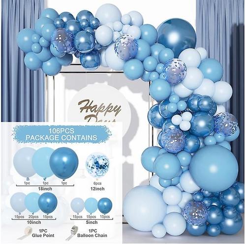 Kit D'arche De Guirlande De Ballons Bleus, Ballon D'anniversaire De Mariage, Décoration De Fête D'anniversaire De 1er An, Ballon En Latex Pour Enfants, Fête Prénatale Pour Garçon, Comme Image 1