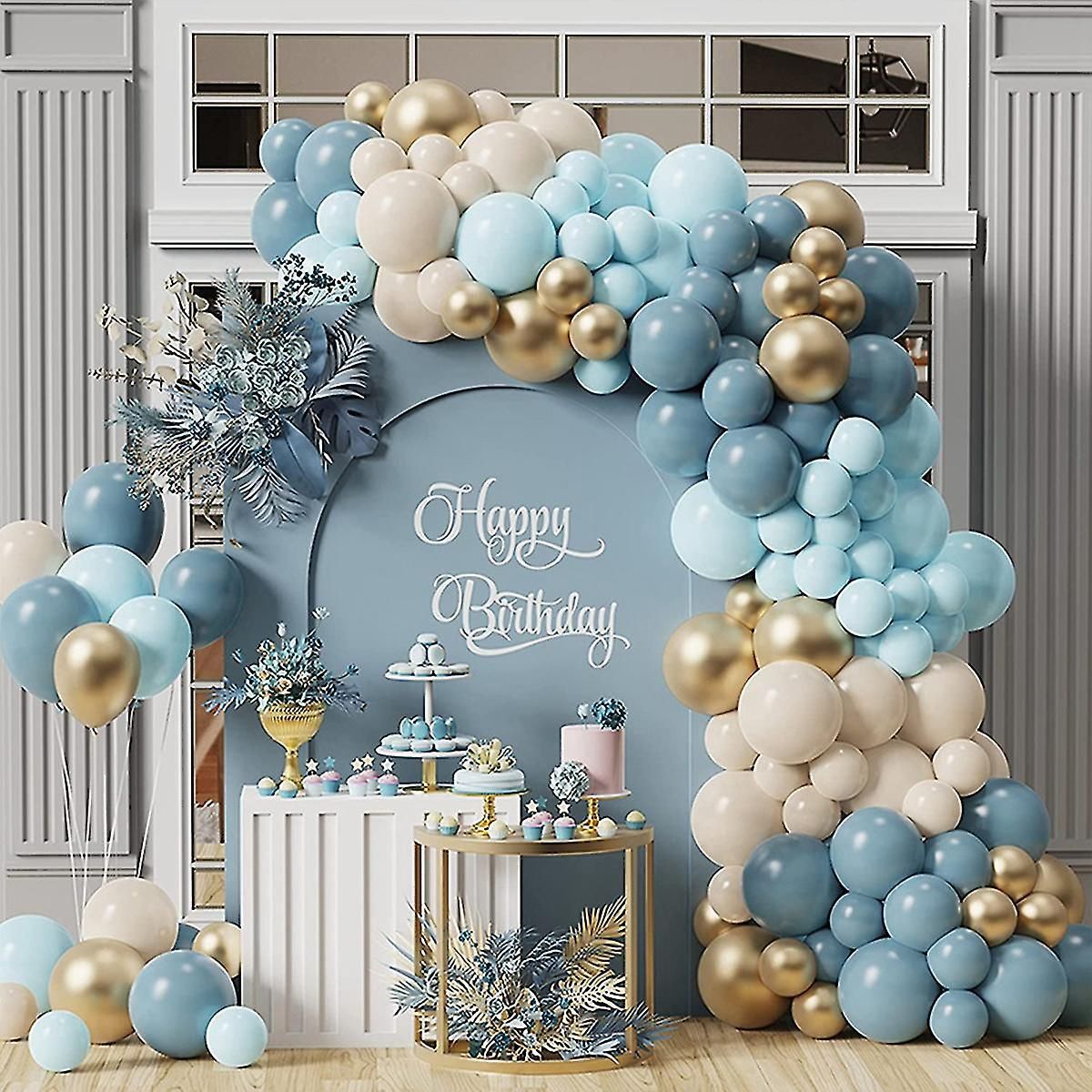 Bleu Argent ballon guirlande arche kit latex ballon d'anniversaire