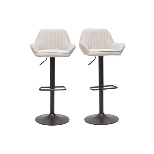 Tabourets De Bar Réglables En Tissu Beige Et Métal Noir (Lot De 2) Ronnie