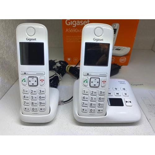 Téléphone Fixe AS690 A Duo Blanc - GIGASET - Sans fil - Répondeur 20 min -