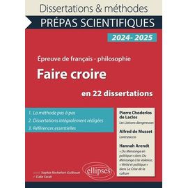 Faire Croire En 22 Dissertations - Pierre Choderlos De Laclos, Les Liaisons Dangeureuses - Alfred De Musset, Lorenzaccio - Hannah Arendt "Du Mensonge En Politique" Et "Vérité Et Politique