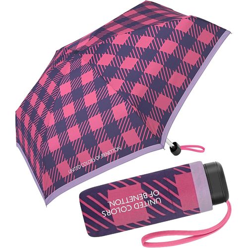 Ershi-Benetton Parapluie De Poche Ultra Mini Flat Dots, Rose À Carreaux, 88 Cm[880]