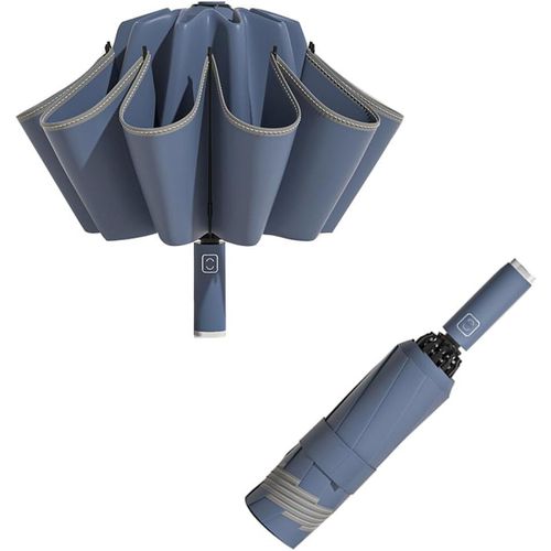 Ershi-Grand Parapluie Pliable Automatique Inversé Compact Anti-Uv Avec Bande Réfléchissante[1617]