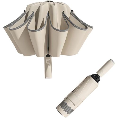 Ershi-Grand Parapluie Pliable Automatique Inversé Compact Anti-Uv Avec Bande Réfléchissante[1616]