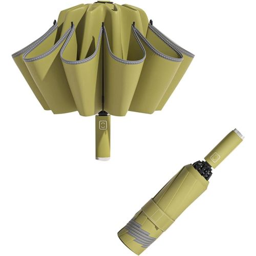 Ershi-Grand Parapluie Pliable Automatique Inversé Compact Anti-Uv Avec Bande Réfléchissante[1619]