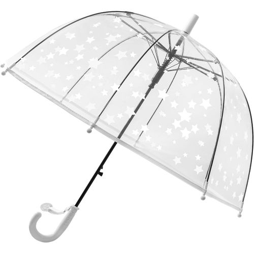 Ershi-Parapluie Pour Enfants Entièrement Transparent Avec Impression D'étoiles Réfléchissantes Avec Poignée Facile À Saisir Léger [2395]