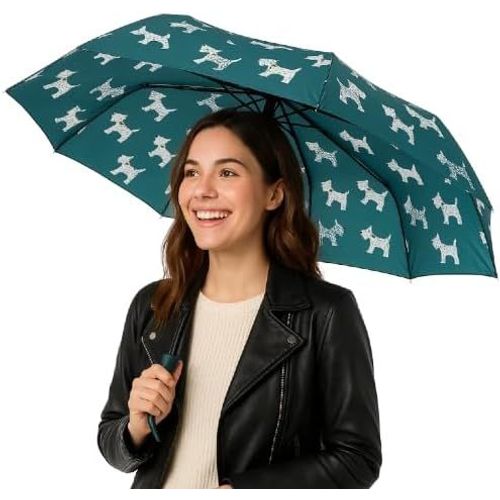 Ershi-Parapluie Pluie Pliable Anti-Vent Imprimé Chiens Ouverture Automatique Diamètre 110 Cm[2660]