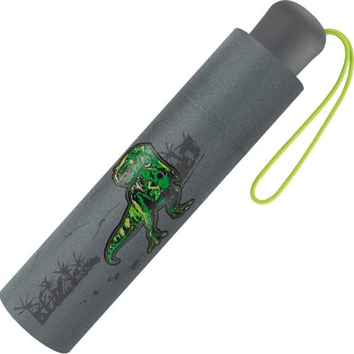 Ershi-Scout Parapluie De Poche Pour Enfant Avec Bandes Réfléchissantes T-Rex Dinosaurie, Gris, S, Playful[1909]