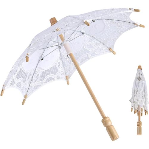 Ershi-Parapluie En Dentelle, Ombrelle Dentelle Blanc Dame Vintage Élégant Dentelle Ombrelle Mariage Parapluie Parasol Pour Fête Ma[1893]