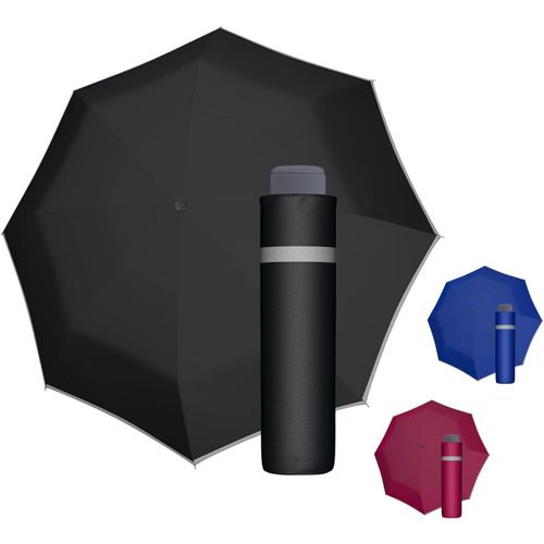 Ershi-Mini Parapluie Light Up Reflex Noir - Ouverture Manuelle, Bord Réfléchissant, Léger Pour Les Déplacements[1892]