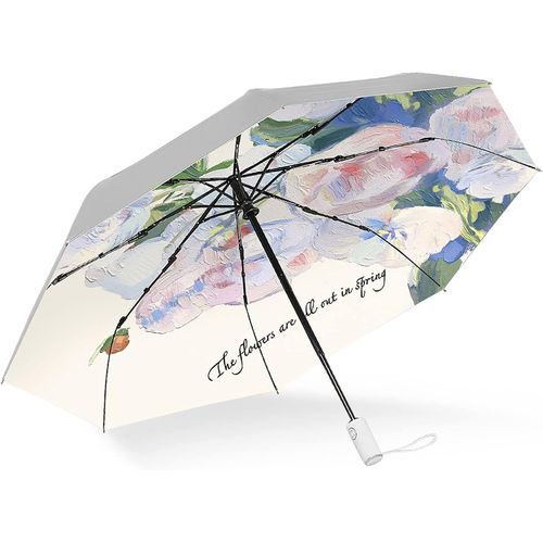 Ershi-Cuby Parapluie De Voyage Compact Pliable Avec Ouverture Et Fermeture Automatiques, Protection Contre La Pluie, Le Vent Et À [1432]