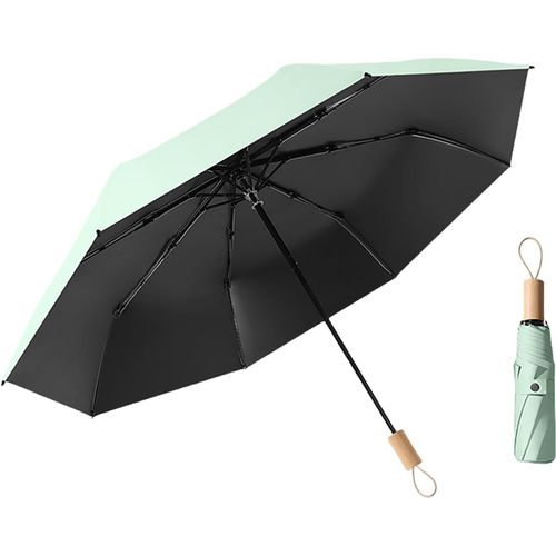 Ershi-Parapluie Pliable Compact De Style Nordique Avec Revêtement En Tissu Et Poignée En Bois , /Léger Et Portable/8 Baleines/Peti[2740]