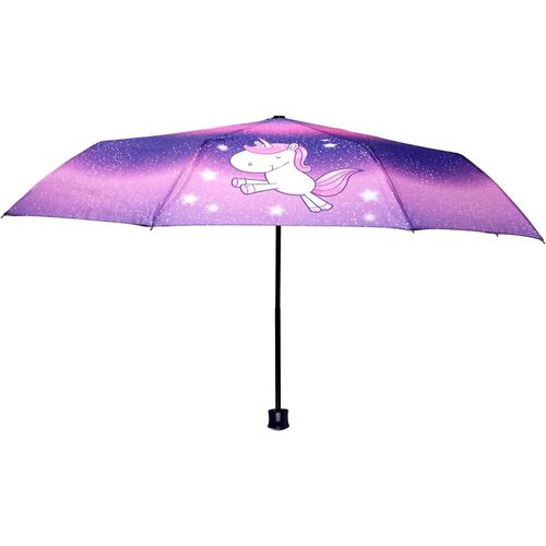 Ershi-Taschenschirm Mit Einhorn Motiv, Regenschirm Für Mädchen, Manueller Öffnung, Windfest Parapluie Canne, 24 Cm, Multicolore (B[1458]