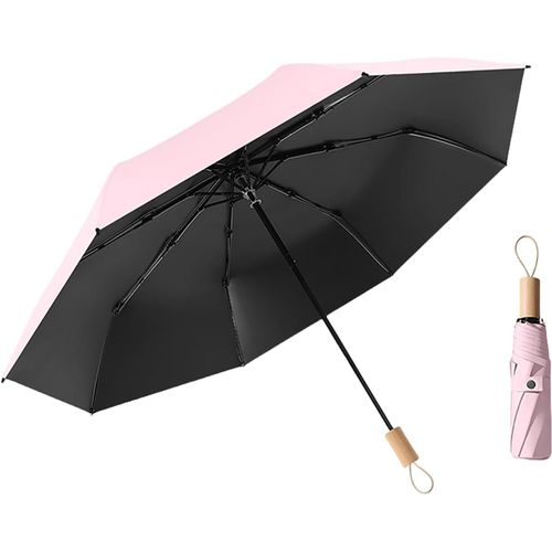 Ershi-Parapluie Pliable Compact De Style Nordique Avec Revêtement En Tissu Et Poignée En Bois , /Léger Et Portable/8 Baleines/Peti[2747]