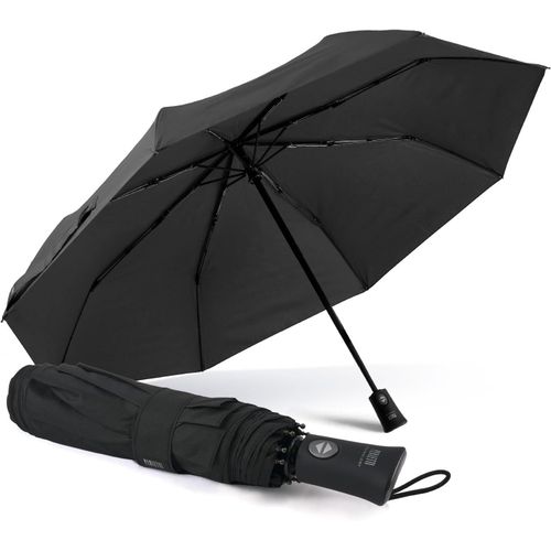 Ershi-Grand Parapluie Homme Pliant Manche Golf Effet Bois - Ombrelle Monsieur Ultra Léger Motif Rayé - Parapluie Garçon Ouverture [1710]
