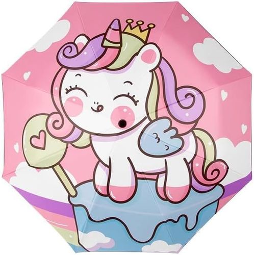 Ershi-Parapluie Pour Enfant Fille Licorne - Réfléchissant - Compact[2246]