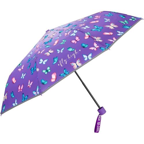Ershi-Petit Parapluie Enfant Fille Avec Papillons Blancs Et Violets - Ombrelle Ouverture Manuelle Enfants 5 6 7 Ans - Parapluie Pl[799]