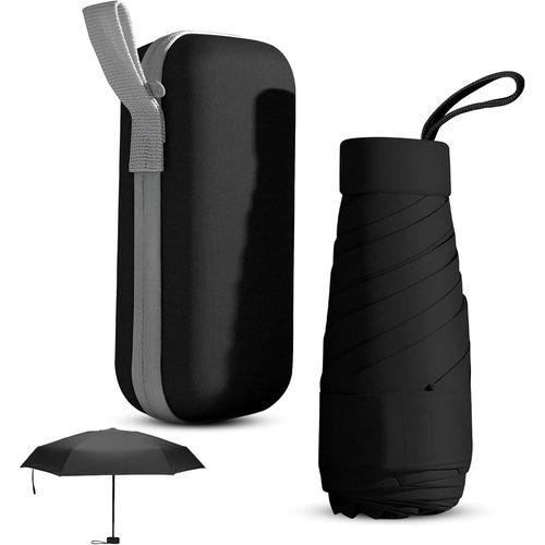 Ershi-Parapluie Compact Pliable Avec Étui À Fermeture Éclair, 6 Baleines, Petit Parapluie De Poche, Coupe-Vent, Protection Uv, Ult[2589]