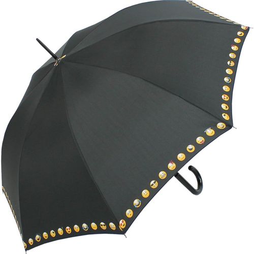 Ershi-Parapluie Émoticône Grand Et Stable Avec Impression Automatique Smile, Noir/Border (Noir) - .[1089]