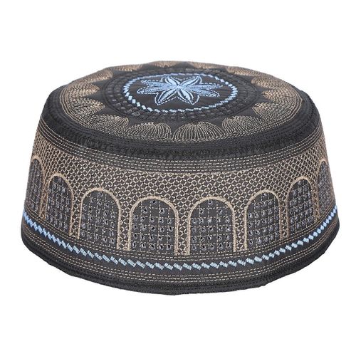 Chapeau Musulman Culte Islamique Prière Broderie Arabie Saoudite Hommes Couvre-Chef Polyester Coton Noir57