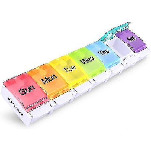 Organisateur De Piluliers Hebdomadaires Auvon, Boîtes À Pilules De Voyage Sans Bpa 7 Jours 1 Fois Par Jour Avec Conception Ouverte Unique Assistée Par Ressort Et Grande Boîte De Tablette Pour Contenir V