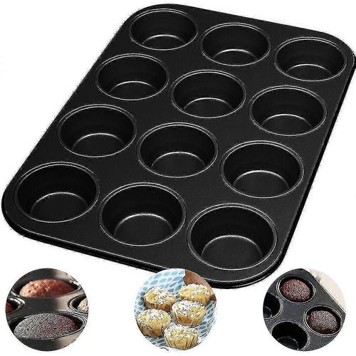 Moule De Gâteau Antiadhésif 12 Trous Avec Acier Au Carbone Cuisson Tour Gâteau Moule Teflon Revêtement Plateau De Cuisson Ustensiles De Four Cuisson