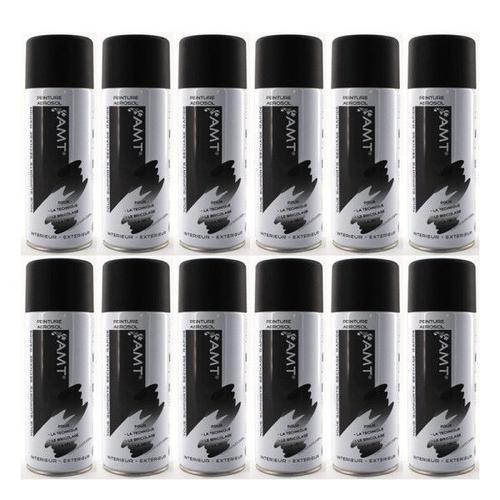 Lot De 12 Bombes De Peinture - Noir - Mat - 330ml - Amt