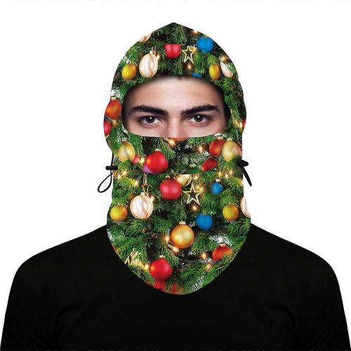 Adulte Unisexe Noël Cagoule Coupe-Vent Ski Masque Facial Dessin Animé Père Noël Bonhomme De Neige Cosplay Chapeau À Capuche Hiver Chaud Velours Col Chauffe-Oreille Casquette
