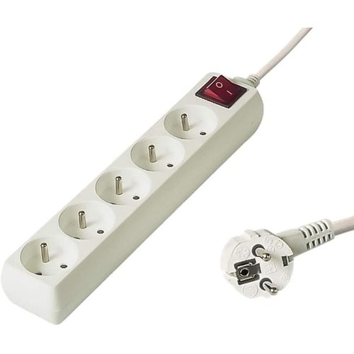 ERSHI-Multiprise avec Interrupteur Secteur 3m, 5 Prises, Rallonge 230V, 5 Prises Françaises Tournées à 45°, Multiprise de Qualité [60]