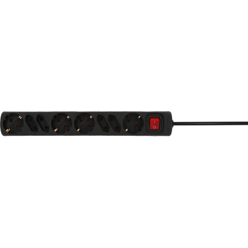 ERSHI-445171 Barre multiprise avec Interrupteur, 4 et 4 Prises, câble 1,4 m h05 vV-f3G1.5 mm² Noir[604]