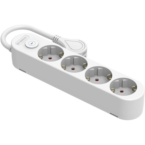 ERSHI-Silver Electronics - Base électrique multiprise Protek Plus 4 Prises avec Interrupteur câble 1,5 m IP20 Blanc[1712]
