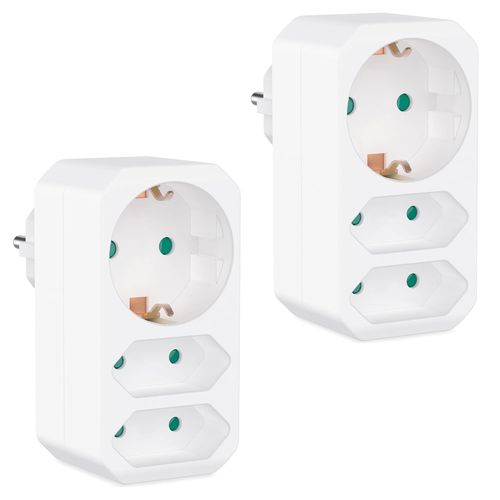 Ershi-Set De 2 Prises Multiples Blanc - Adaptateur De Prise Avec Sécurité Enfant - Double Prise 3680w - Multiprise Triple - Prise [1456]