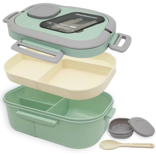 Ershi-Lunch Box 1200ml, Bento Lunch Box Double Avec Couvercle, Bento Box Boîte À Déjeuner Pour Enfant Adulte Avec Couverts, Boîte [1090]