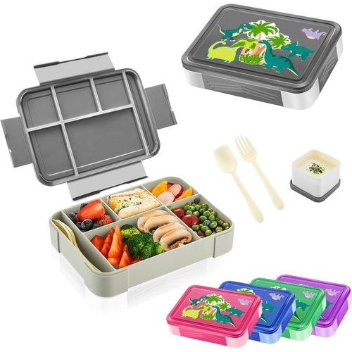 Ershi-Lunch Box, Bento Lunch Box Enfant Adulte Boîte 1300ml Avec 5 Compartiments, Anti-Fuite Lunchbox Avec Couverts, Convient Pour[1545]