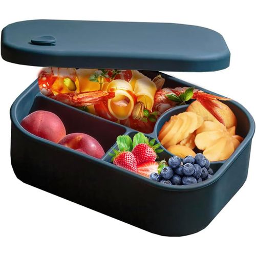 Ershi-Lunch Box En Silicone À Quatre Compartiments, Boîte À Bento Pour Adultes Et Enfants, Boite Repas, Lunchbox Étanche Sans Bisp[893]